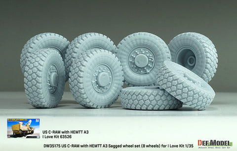 DEFモデル DW35175 1/35 現用 アメリカ C-RAM 搭載 HEMTT A3 トラック 自重変形タイヤセット(アイラブキット用)(4種各2個入り,マスキングシール付き)