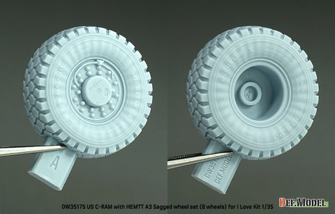 DEFモデル DW35175 1/35 現用 アメリカ C-RAM 搭載 HEMTT A3 トラック 自重変形タイヤセット(アイラブキット用)(4種各2個入り,マスキングシール付き)