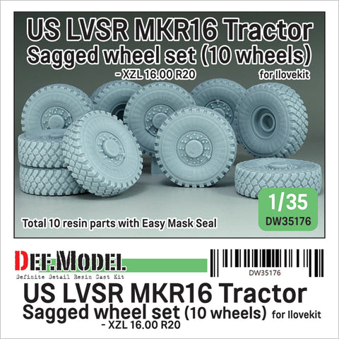 DEFモデル DW35176 1/35 現用 アメリカ LVSR MKR16 トラクター 自重変形タイヤセット(ミシュランXZL)(アイラブキット用)(5種各2個入り,マスキングシール付き)