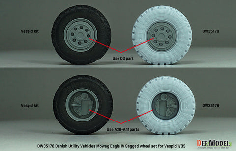 DEFモデル DW35178 1/35 現用 デンマーク モワク イーグルIV 軽装甲車 自重変形タイヤセット(ミシュラン)(ヴェスピッド用)(2種各2個入り,マスキングシール付き)