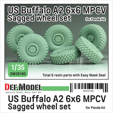 DEFモデル DW35180 1/35 現用 アメリカ バッファロー A2 MPCV 地雷除去車 自重変形タイヤセット(パンダホビー用)(3種計6個入り,マスキングシール付き)