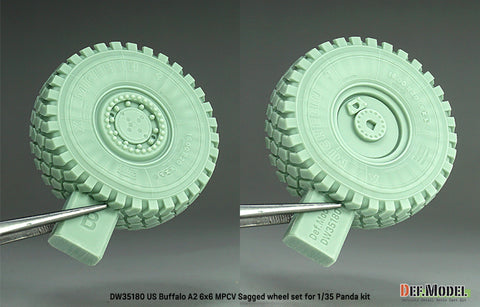 DEFモデル DW35180 1/35 現用 アメリカ バッファロー A2 MPCV 地雷除去車 自重変形タイヤセット(パンダホビー用)(3種計6個入り,マスキングシール付き)
