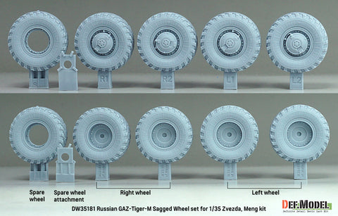 DEFモデル DW35181 1/35 現用 ロシア GAZ ティーグル(タイガー)M 軍用車 自重変形タイヤセット(ズベズダ/モンモデル用)(4種各1個+スペアタイヤ1個入り,マスキングシール付き)