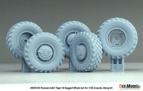 DEFモデル DW35181 1/35 現用 ロシア GAZ ティーグル(タイガー)M 軍用車 自重変形タイヤセット(ズベズダ/モンモデル用)(4種各1個+スペアタイヤ1個入り,マスキングシール付き)
