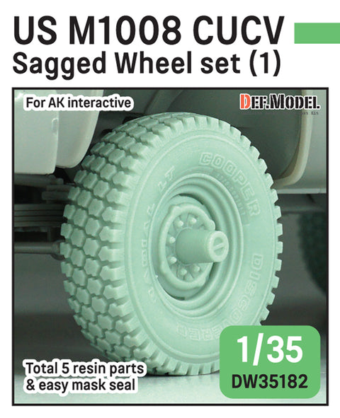 DEFモデル DW35182 1/35 現用 アメリカ M1008 CUCV(商用利用貨物車輌) ピックアップトラック 自重変形タイヤセット(AKインタラクティブ用)(2種各2個+スペアタイヤ1個入り,マスキングシール付き)