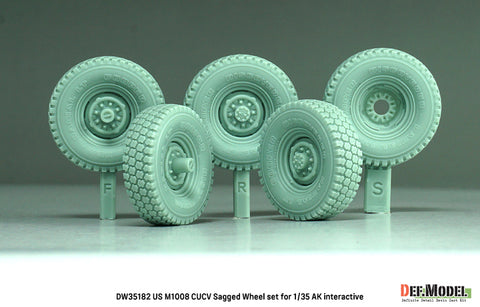 DEFモデル DW35182 1/35 現用 アメリカ M1008 CUCV(商用利用貨物車輌) ピックアップトラック 自重変形タイヤセット(AKインタラクティブ用)(2種各2個+スペアタイヤ1個入り,マスキングシール付き)