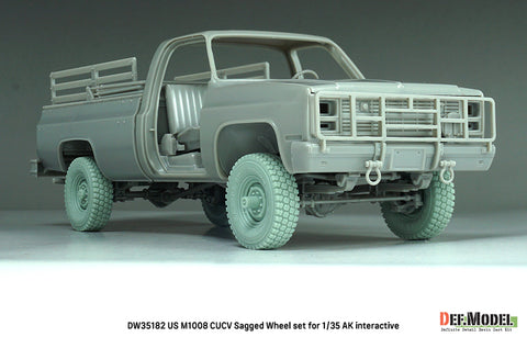 DEFモデル DW35182 1/35 現用 アメリカ M1008 CUCV(商用利用貨物車輌) ピックアップトラック 自重変形タイヤセット(AKインタラクティブ用)(2種各2個+スペアタイヤ1個入り,マスキングシール付き)