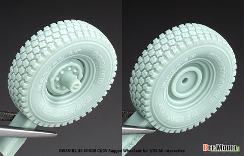 DEFモデル DW35182 1/35 現用 アメリカ M1008 CUCV(商用利用貨物車輌) ピックアップトラック 自重変形タイヤセット(AKインタラクティブ用)(2種各2個+スペアタイヤ1個入り,マスキングシール付き)