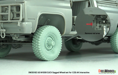DEFモデル DW35182 1/35 現用 アメリカ M1008 CUCV(商用利用貨物車輌) ピックアップトラック 自重変形タイヤセット(AKインタラクティブ用)(2種各2個+スペアタイヤ1個入り,マスキングシール付き)