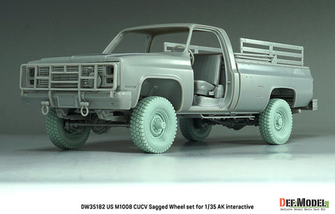 DEFモデル DW35182 1/35 現用 アメリカ M1008 CUCV(商用利用貨物車輌) ピックアップトラック 自重変形タイヤセット(AKインタラクティブ用)(2種各2個+スペアタイヤ1個入り,マスキングシール付き)