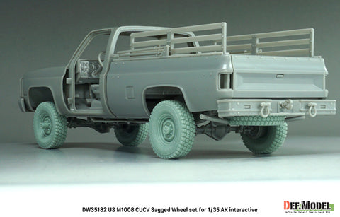 DEFモデル DW35182 1/35 現用 アメリカ M1008 CUCV(商用利用貨物車輌) ピックアップトラック 自重変形タイヤセット(AKインタラクティブ用)(2種各2個+スペアタイヤ1個入り,マスキングシール付き)