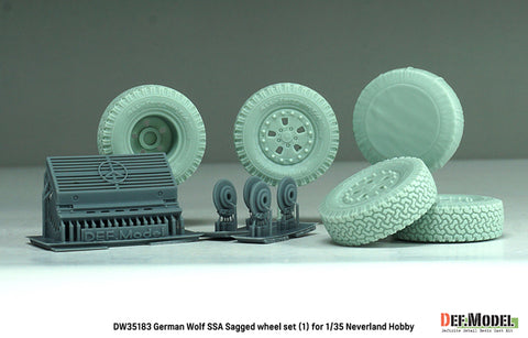 DEFモデル DW35183 1/35 現用 ドイツ ゲレンデヴァーゲン ウルフ SSA 自重変形タイヤセット(1)(ネバーランドホビー用)(2種各2個+スペアタイヤ1個入り,レジン製フロントグリル,マスキングシール付き)