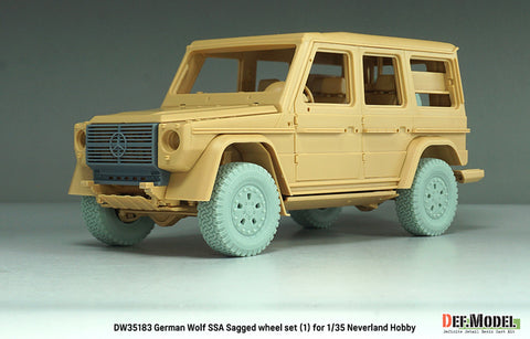 DEFモデル DW35183 1/35 現用 ドイツ ゲレンデヴァーゲン ウルフ SSA 自重変形タイヤセット(1)(ネバーランドホビー用)(2種各2個+スペアタイヤ1個入り,レジン製フロントグリル,マスキングシール付き)