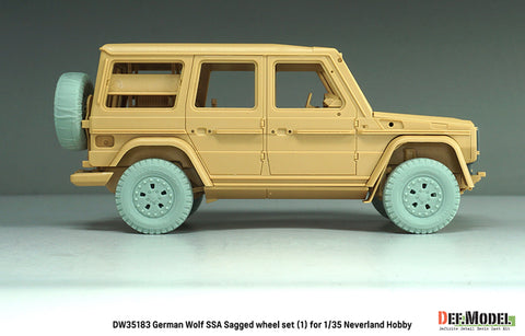 DEFモデル DW35183 1/35 現用 ドイツ ゲレンデヴァーゲン ウルフ SSA 自重変形タイヤセット(1)(ネバーランドホビー用)(2種各2個+スペアタイヤ1個入り,レジン製フロントグリル,マスキングシール付き)