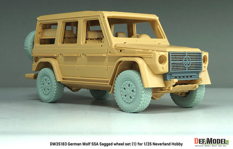 DEFモデル DW35183 1/35 現用 ドイツ ゲレンデヴァーゲン ウルフ SSA 自重変形タイヤセット(1)(ネバーランドホビー用)(2種各2個+スペアタイヤ1個入り,レジン製フロントグリル,マスキングシール付き)