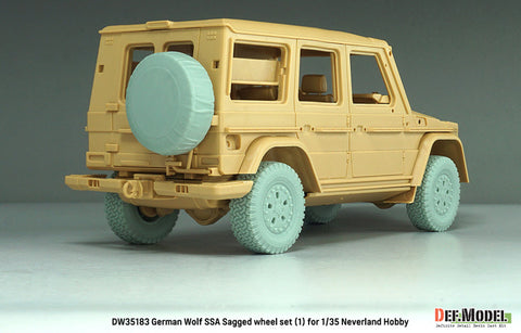 DEFモデル DW35183 1/35 現用 ドイツ ゲレンデヴァーゲン ウルフ SSA 自重変形タイヤセット(1)(ネバーランドホビー用)(2種各2個+スペアタイヤ1個入り,レジン製フロントグリル,マスキングシール付き)