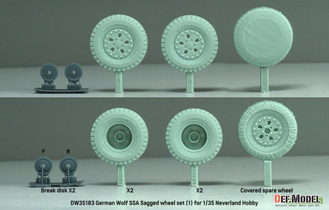 DEFモデル DW35183 1/35 現用 ドイツ ゲレンデヴァーゲン ウルフ SSA 自重変形タイヤセット(1)(ネバーランドホビー用)(2種各2個+スペアタイヤ1個入り,レジン製フロントグリル,マスキングシール付き)
