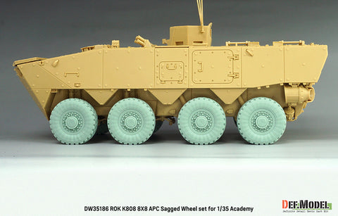 DEFモデル DW35186 1/35 韓国軍 K808 8輪装甲車用 自重変形ホイールセット - ミシュランXZL（アカデミー社製1/35キット用）