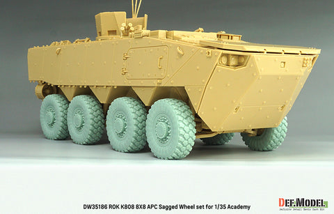 DEFモデル DW35186 1/35 韓国軍 K808 8輪装甲車用 自重変形ホイールセット - ミシュランXZL（アカデミー社製1/35キット用）