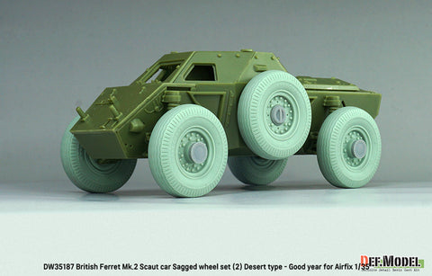 DEFモデル DW35187 1/35 イギリス軍偵察車フェレット Mk.2用 砂漠仕様・荷重変形ホイールセット（エアフィックス 1/35スケール用）