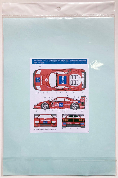 デカールプール DP201 1/8 フェラーリ F40 LM 0123 #40 IMSA '90 デカール for Pocher / Centauria / Hachette