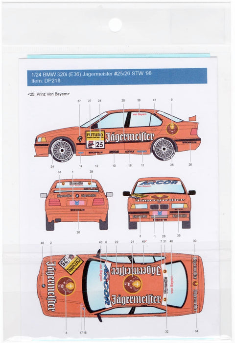 デカールプール DP218T 1/24 BMW 320i イェーガーマイスター #25/26 '98 (トランスキット付き)
