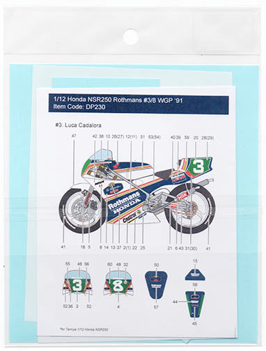 デカールプール DP230 1/12 ホンダ NSR250 ロスマンズ #3/8 L. Cadalora / D. Sarron WGP '91 (デカールのみ)