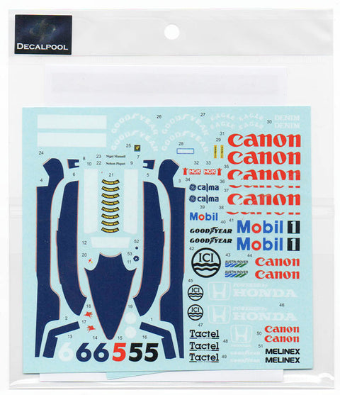 デカールプール DP257 1/20 ウィリアムズ FW11 1986