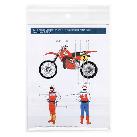 デカールプール DP290 1/12 ホンダ CR450R モトクロス + モトクロスライダー 1981