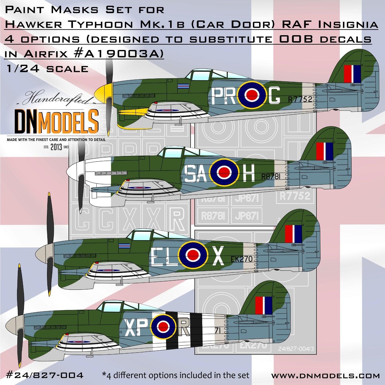 DNモデル 24/827-004 1/24 ホーカー タイフーン Mk.1B (カードア) RAF