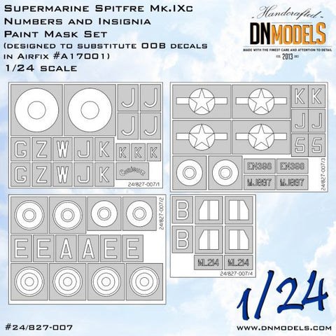 DNモデル 24/827-007 1/24 スピットファイア Mk.Ixc 記章 OOB (エアフィックス A17001用)