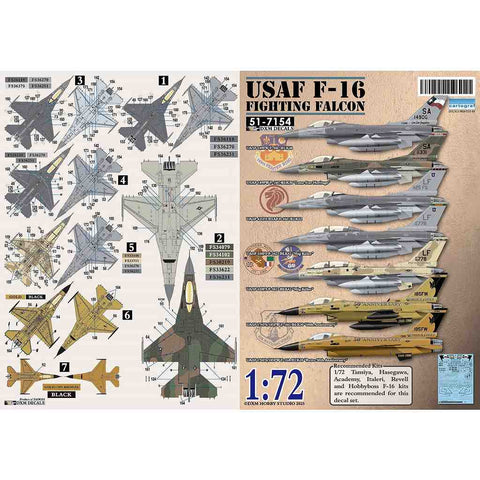 DXM 51-7154 1/72 アメリカ空軍 F-16A/C/D 149FW/425FS/310FS/174FS デカールセット