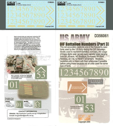 エシュロン D356061 1/35 U.S.Army OIF 大隊ナンバーセット(Part3)