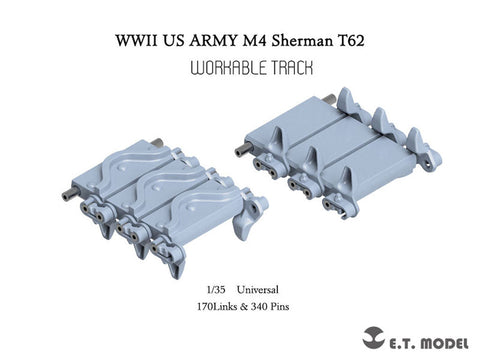 ETモデル P35-089 1/35 WWII アメリカ軍 M4 シャーマン T62 ワークブル履帯(3Dプリント)
