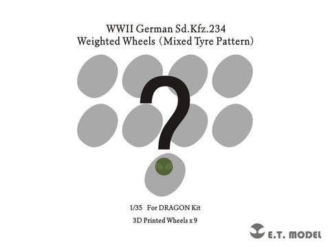 ETモデル P35-110B 1/35 WWII ドイツ Sd.Kfz.234 大径加重ホイール (混合タイヤパターン) (ドラゴン用)