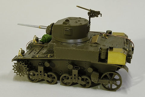 エウレカXXL ER-3583 1/35 アメリカ M3スチュアート後期生産型用アップグレードセット  軽戦車(タミヤ用) 説明書付きエッチングパーツ2個、37mmアルミ削り出し砲身1個、ブローニング M1919 .30口径砲身3個、牽引ケーブル1個、レジンアクセサリー3個付き