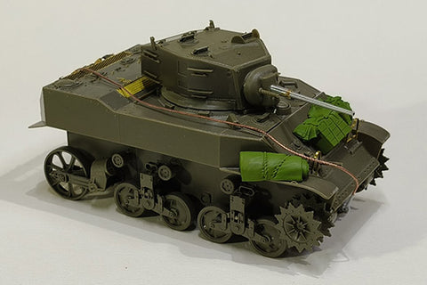 エウレカXXL ER-3584 1/35 アメリカM5A1スチュアート初期生産型用アップグレードセット。 軽戦車。 (AFVクラブ用)。説明書付きエッチングパーツ、37mmアルミ削り出しバレル、牽引ケーブル、レジン製アクセサリー3点