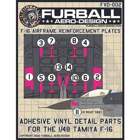 ファーボール 1/48 FVD48-002 F-16 VINYL 機体補強板(タミヤ用)