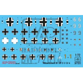 HADモデル DW-72015 1/72 メッサーシュミット Bf 109 E-1; E-2;E-3 デカールシート