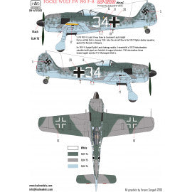 HADモデル DW-AP35003 1/35 FW 190 F-8 (グリーンC, ブラック2, ホワイト34) デカールシート
