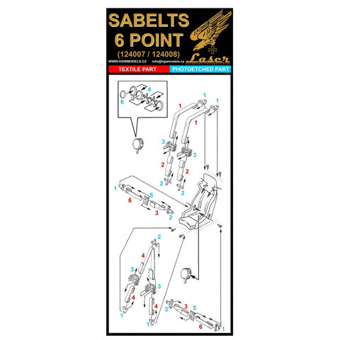 HGW 124008 1/24 サベルト ブルー - 6ポイント pre-cut (laser) | 2x racing safety seat belts