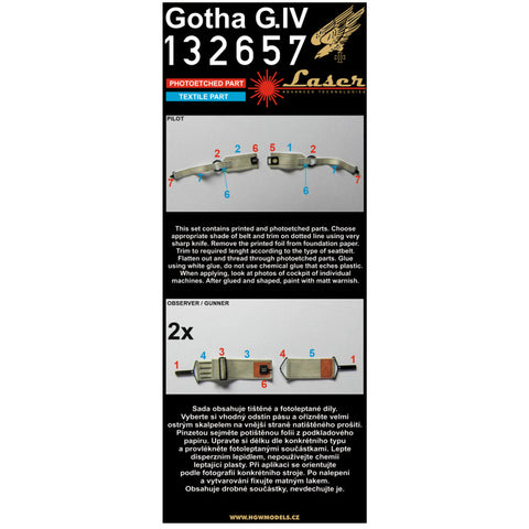 HGW 132657 1/32 ゴータ G.IV シートベルト pre-cut (laser) | ウイングナットウイングス用