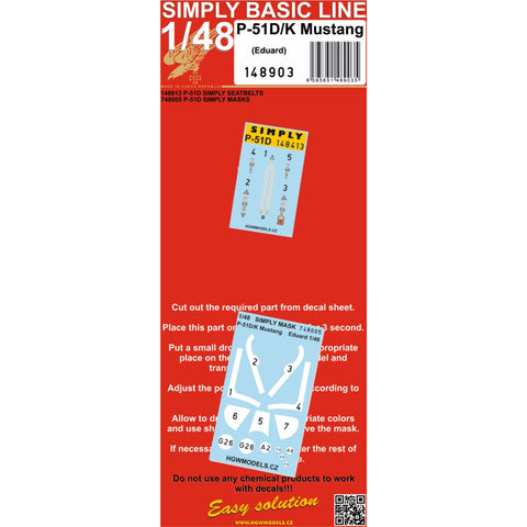 HGW 148903 1/48 マスタング P-51D/K BASIC LINE: SIMPLY BELTS + SIMPLY MASKS | Eduard