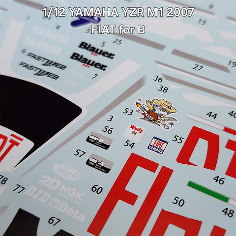 カレドモデル MS059 1/12 ヤマハ YZR M1 2007 フィアット デカール (ビーマックス用)