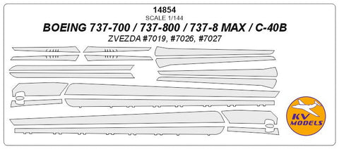 KVモデル 14854 1/144 ボーイング 737-700 / 737-800 / 737-8 MAX / C-40B (ズベズダ #7019, #7026, #7027)