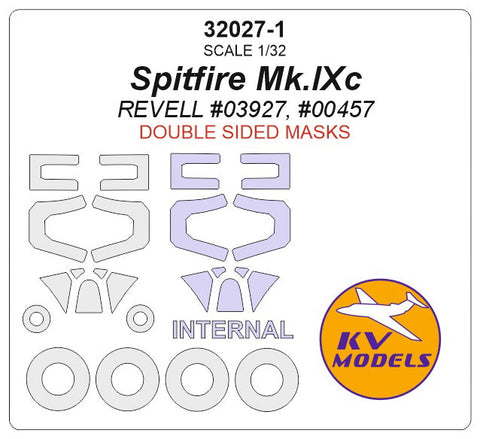 KVモデル 32027-1 1/32 スピットファイア Mk.IXc (レベル #03927, #00457) - (内外両面) + ホイール キャノピーマスキングシート