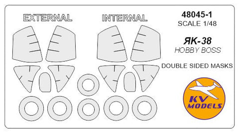 KVモデル 48045-1 1/48 Yak-38 / YaK-38M (ホビーボス #80362) - (内外両面) + ホイール キャノピーマスキングシート