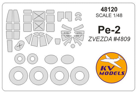 KVモデル 48120 1/48 Pe-2 (ズベズダ #4809) + ホイール キャノピーマスキングシート