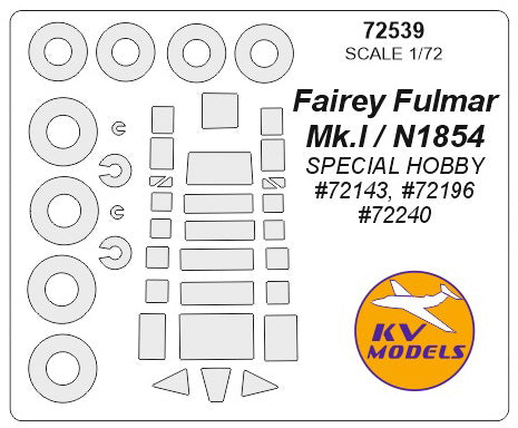KVモデル 72539 1/72 フェアリー ファーマー Mk.I / N1854 (スペシャルホビー #72143, #72196, #72240) + ホイール キャノピーマスキングシート