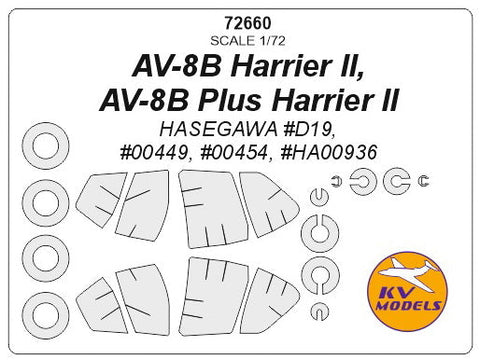 KVモデル 72660 1/72 AV-8B ハリアー II, AV-8B プラス ハリアー II (ハセガワ) + ホイール キャノピーマスキングシート